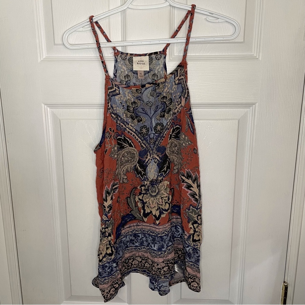 Knox Rose boho lovely floral tank style tunic X-LARGE